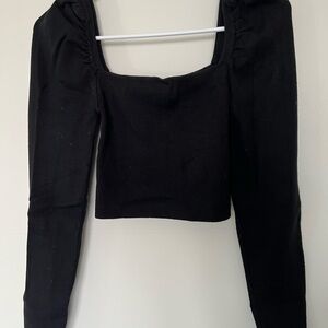 Windsor Black Ruched Crop Blouse